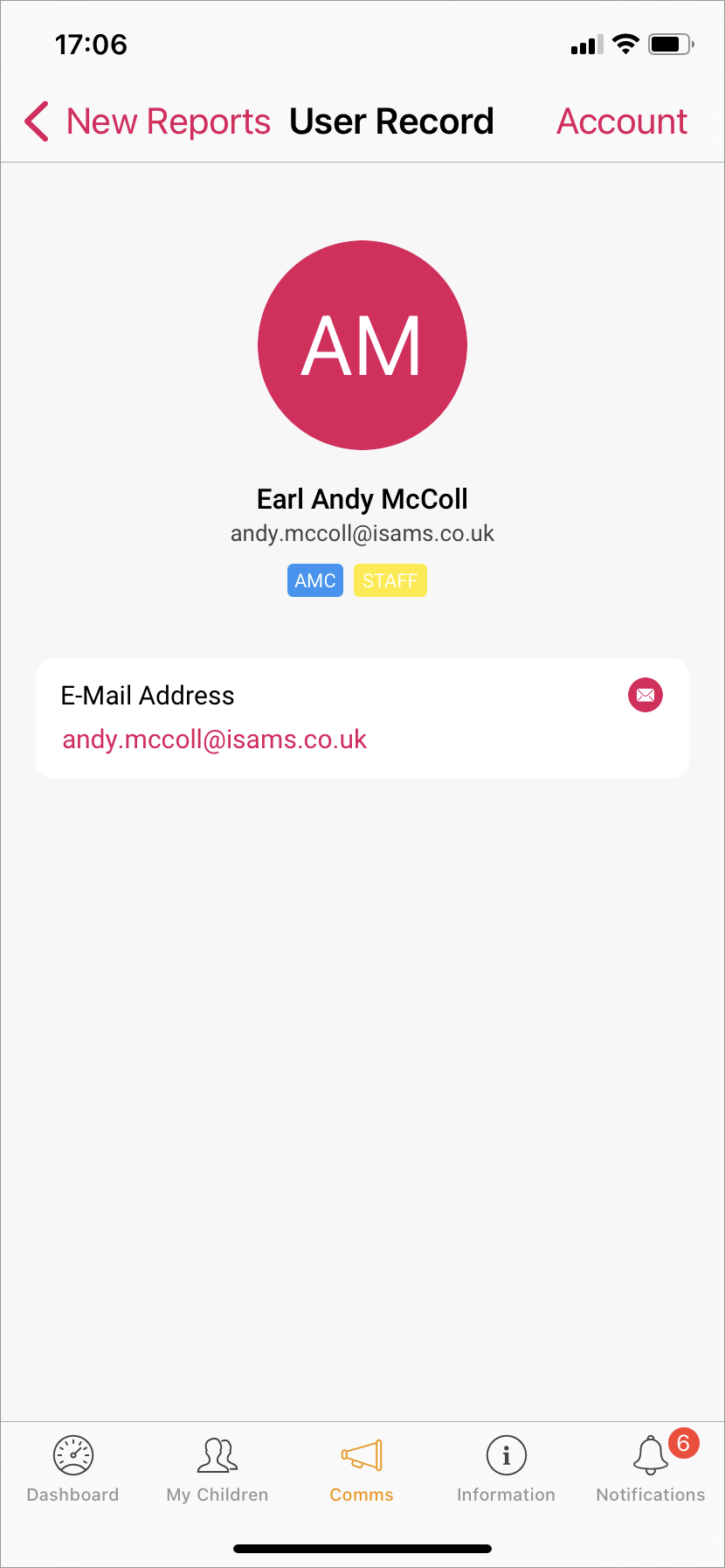 Email sender contact details